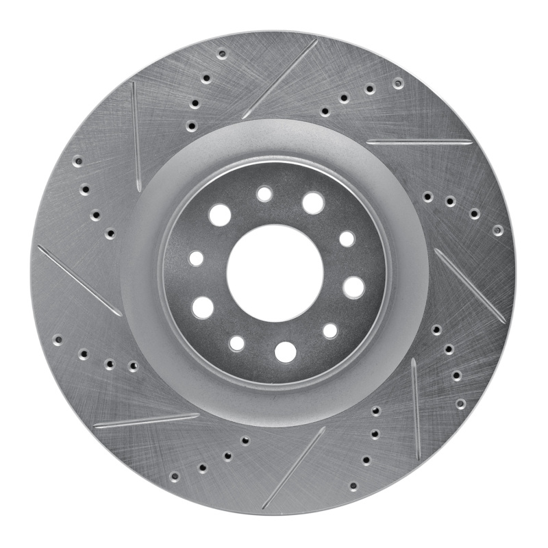 Fiat 500L Brake Rotor (1) - Front Left - R1 Concepts - Drilled & Slotted - Silver - `14-`19